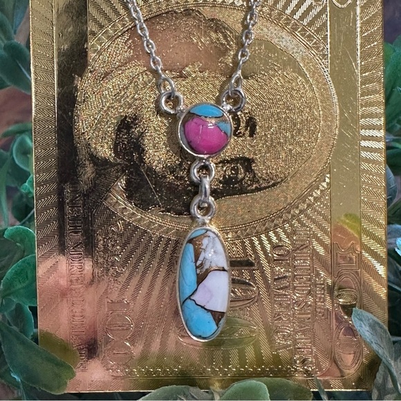 SOLD ON FB New Cotton Candy 16” to 18” Turquoise Necklace - Picture 1 of 8